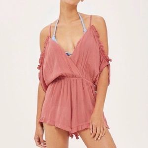 Ruffled romper swim cover up